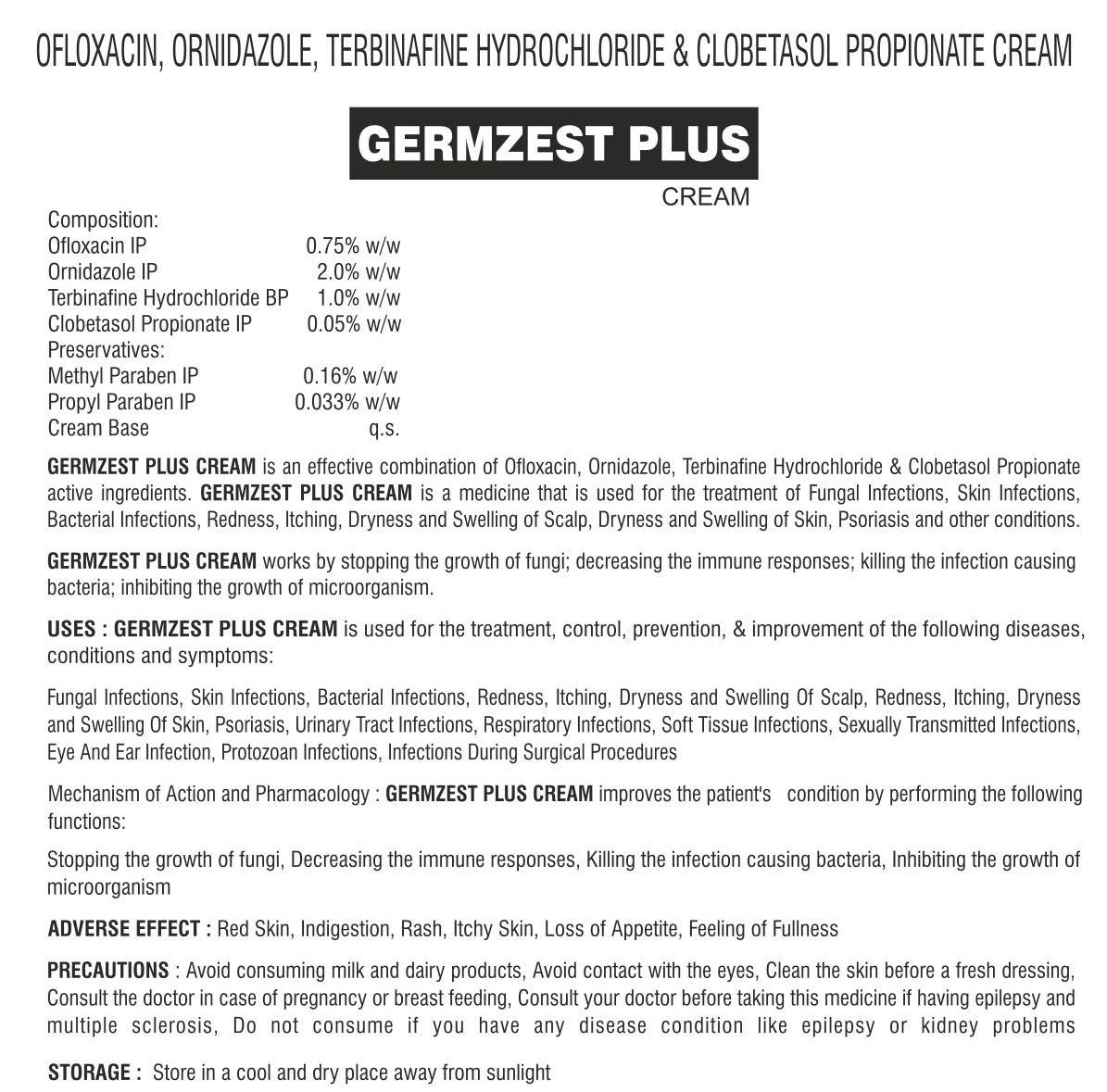 GERMZEST PLUS CREAM